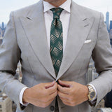 Green With Beige Geometric Arrow Necktie