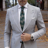 Green With Beige Geometric Arrow Necktie