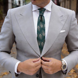 Green With Beige Geometric Arrow Necktie