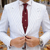 Burgundy With Beige Flower Necktie