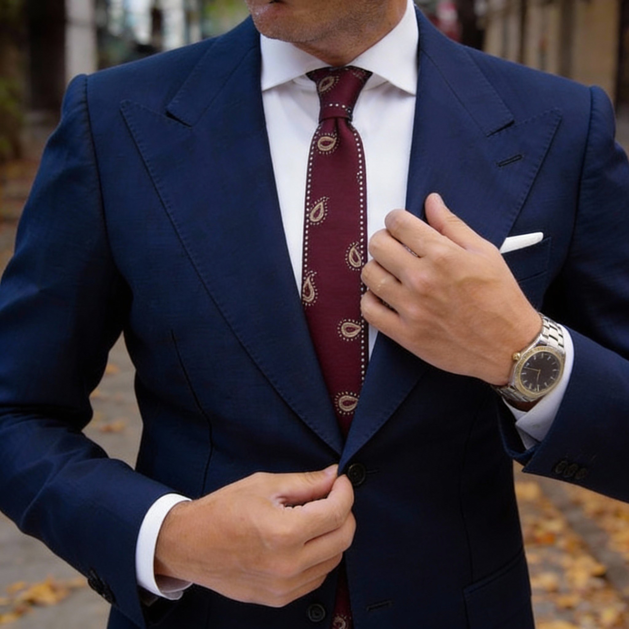 Burgundy With Beige Paisley Necktie