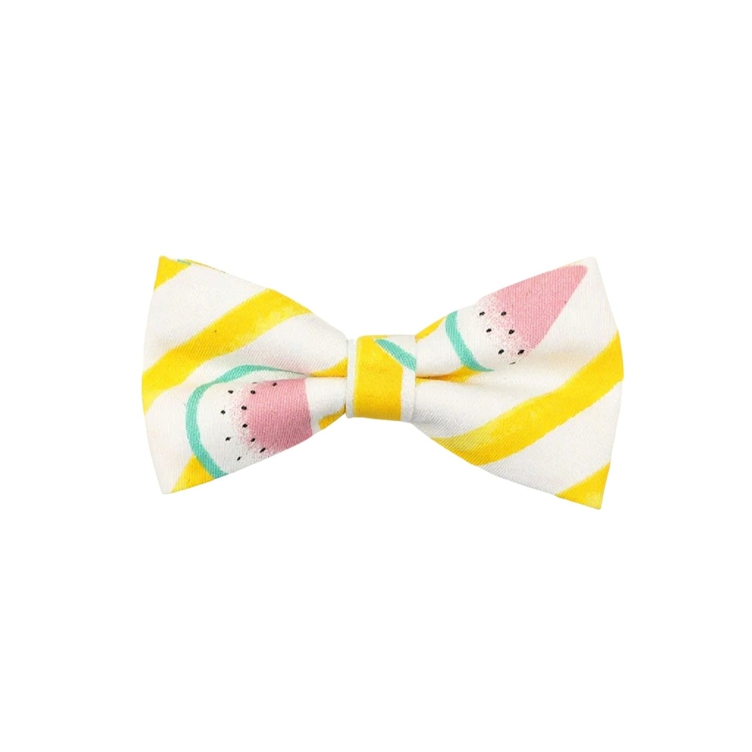 White With Pink Watermelon Yellow Stripes Bowtie