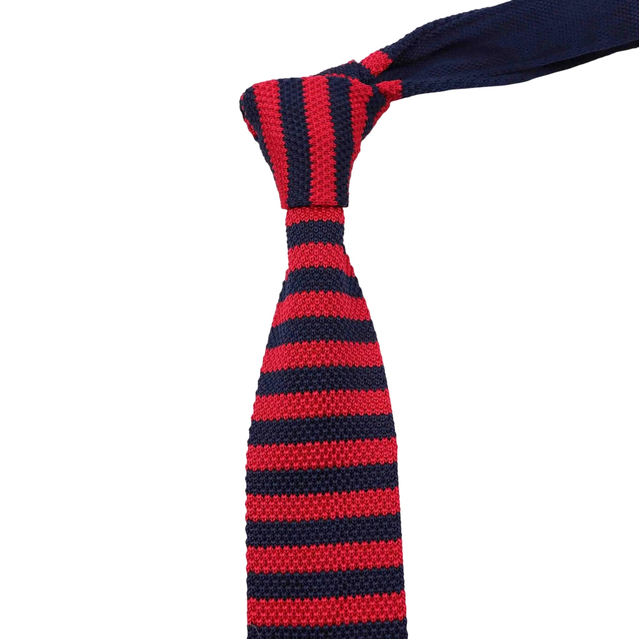 Navy Red Stripe Knitted Tie