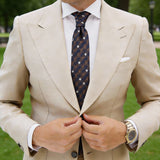 Dark Blue With Brown Grid & White Squares Necktie