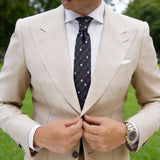 Dark Blue With Brown Grid & White Squares Necktie