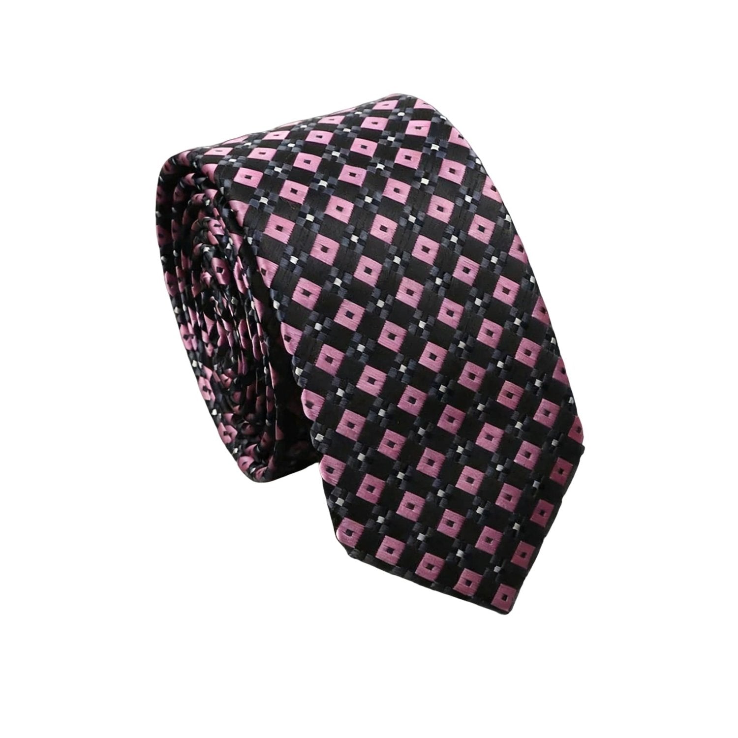 Black With Pink Square Necktie