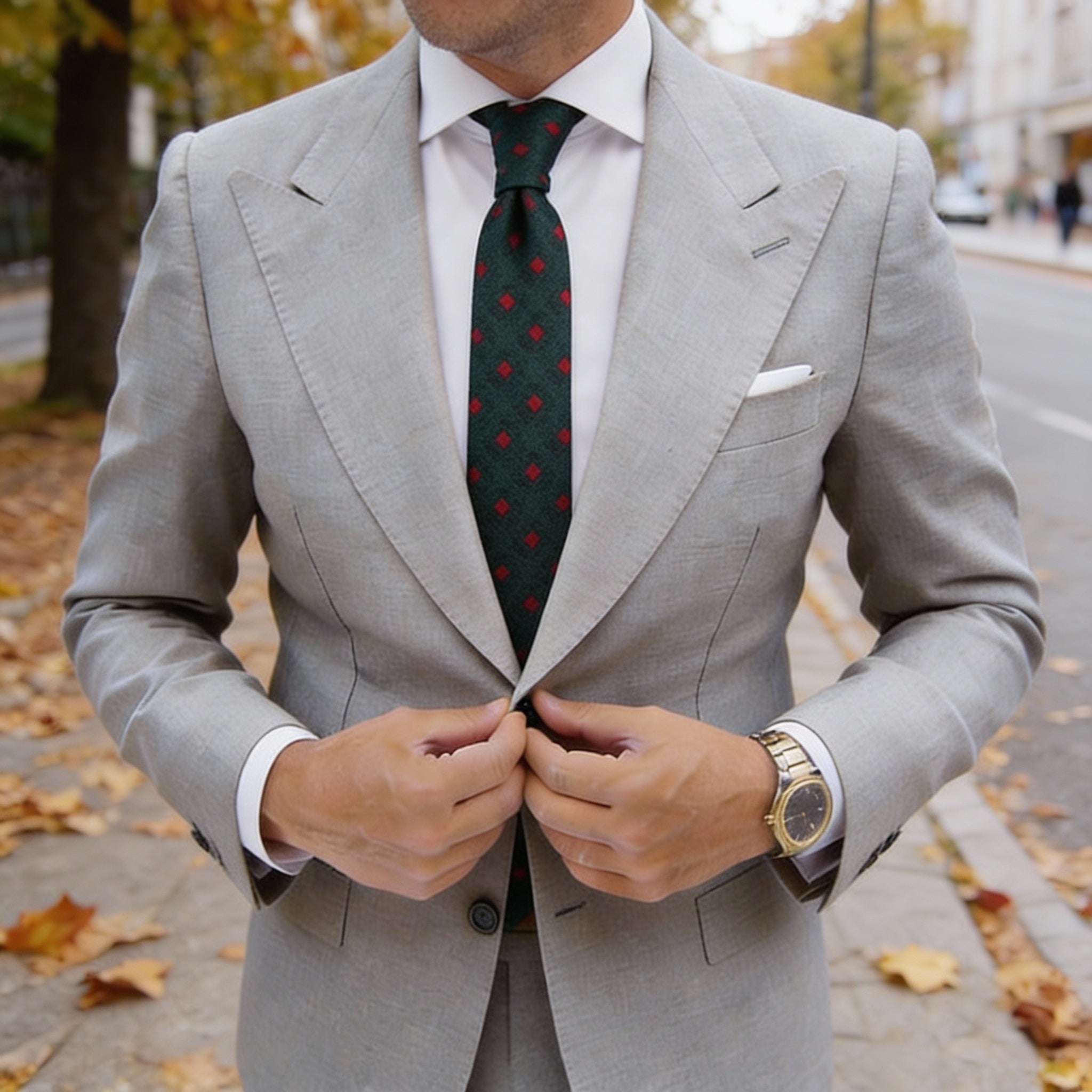 Dark Blue With Red Green Plaid Necktie