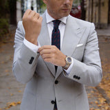 Navy Blue Necktie With Red Spiral Patterns