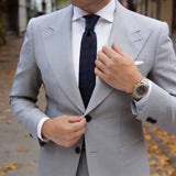 Navy Blue Necktie With Red Spiral Patterns