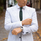 Dark Green With Golden Peacock Feather Necktie