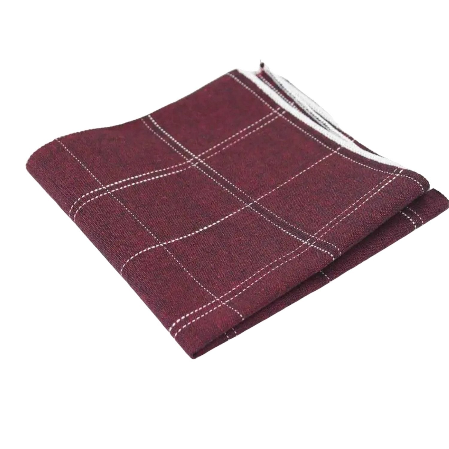 Burgundy With White Checkered Pocket Square