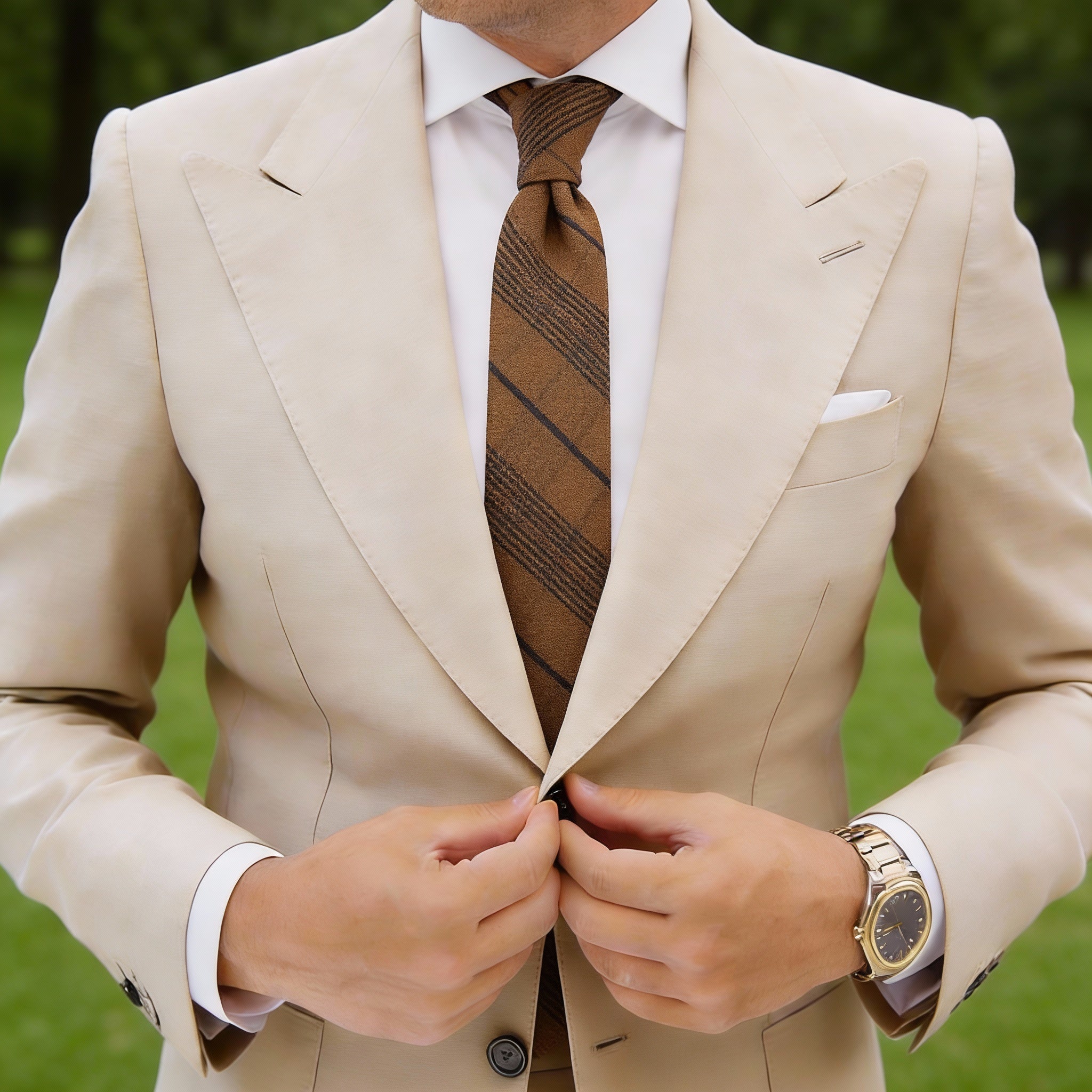 Brown With Black Plaid Stripe Necktie