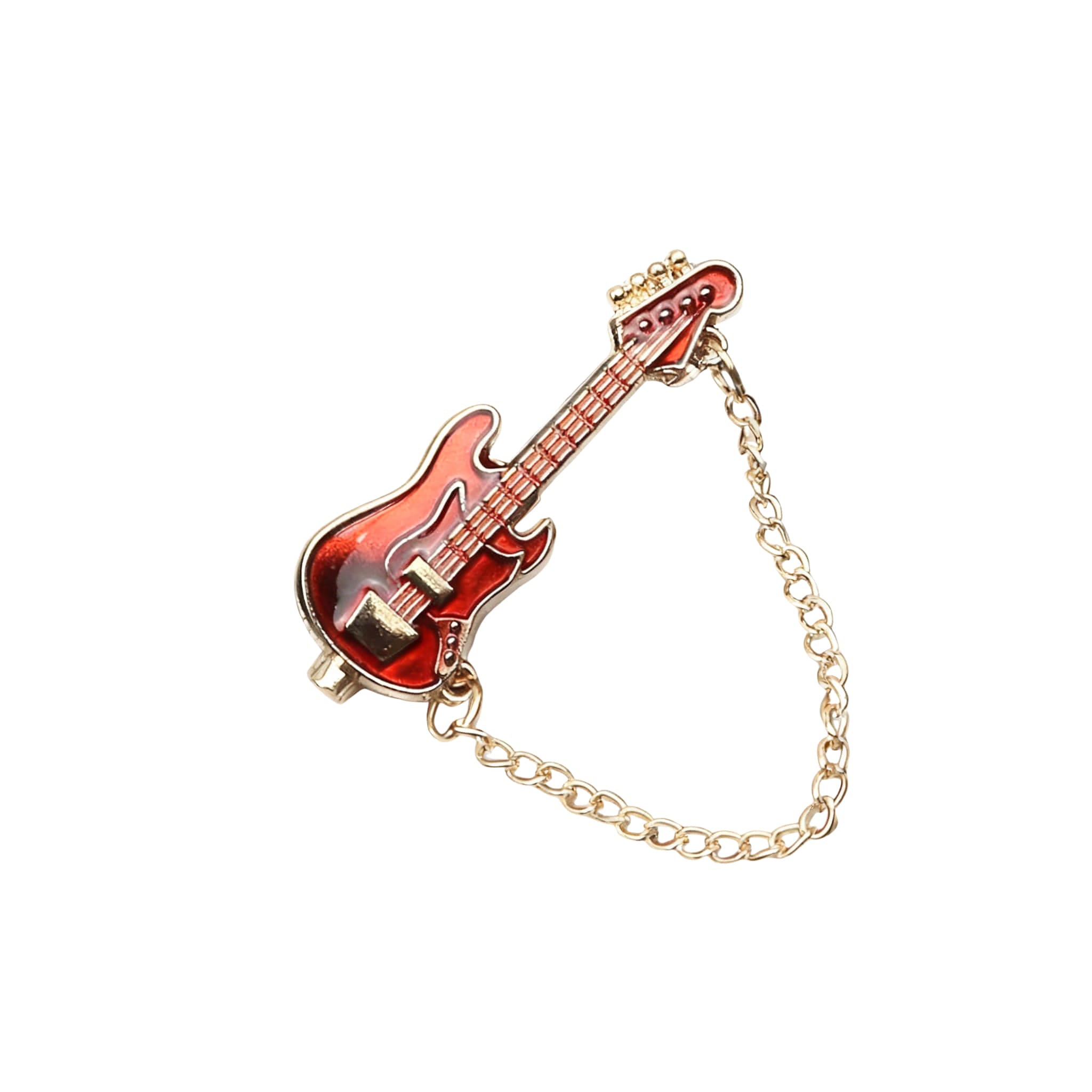 Red Gold Guitar Lapel Pin