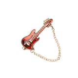 Red Gold Guitar Lapel Pin