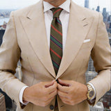 Olive Green With Red, Green, Blue Stripe Necktie