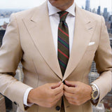 Olive Green With Red, Green, Blue Stripe Necktie