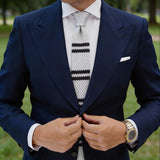 Gray With Black Stripes Knitted Necktie