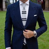 Gray With Black Stripes Knitted Necktie