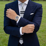 Gray With Black Stripes Knitted Necktie