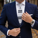 Gray With Black Stripes Knitted Necktie