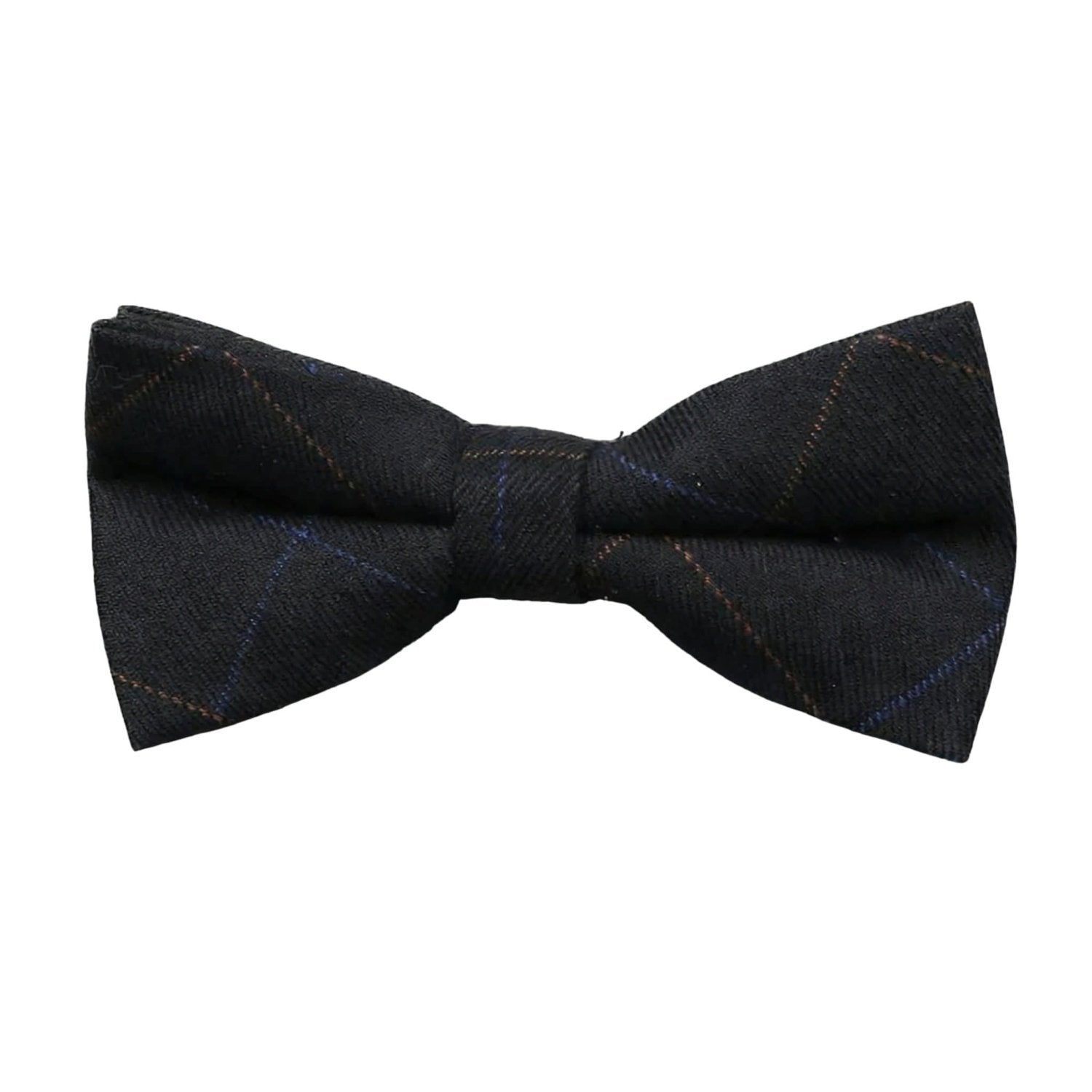 Black With Blue Brown Plaid Bowtie