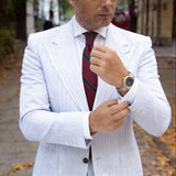 Red Necktie With Blue And Green Striped