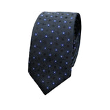 Charcoal Black Blue Dots and Squares Necktie