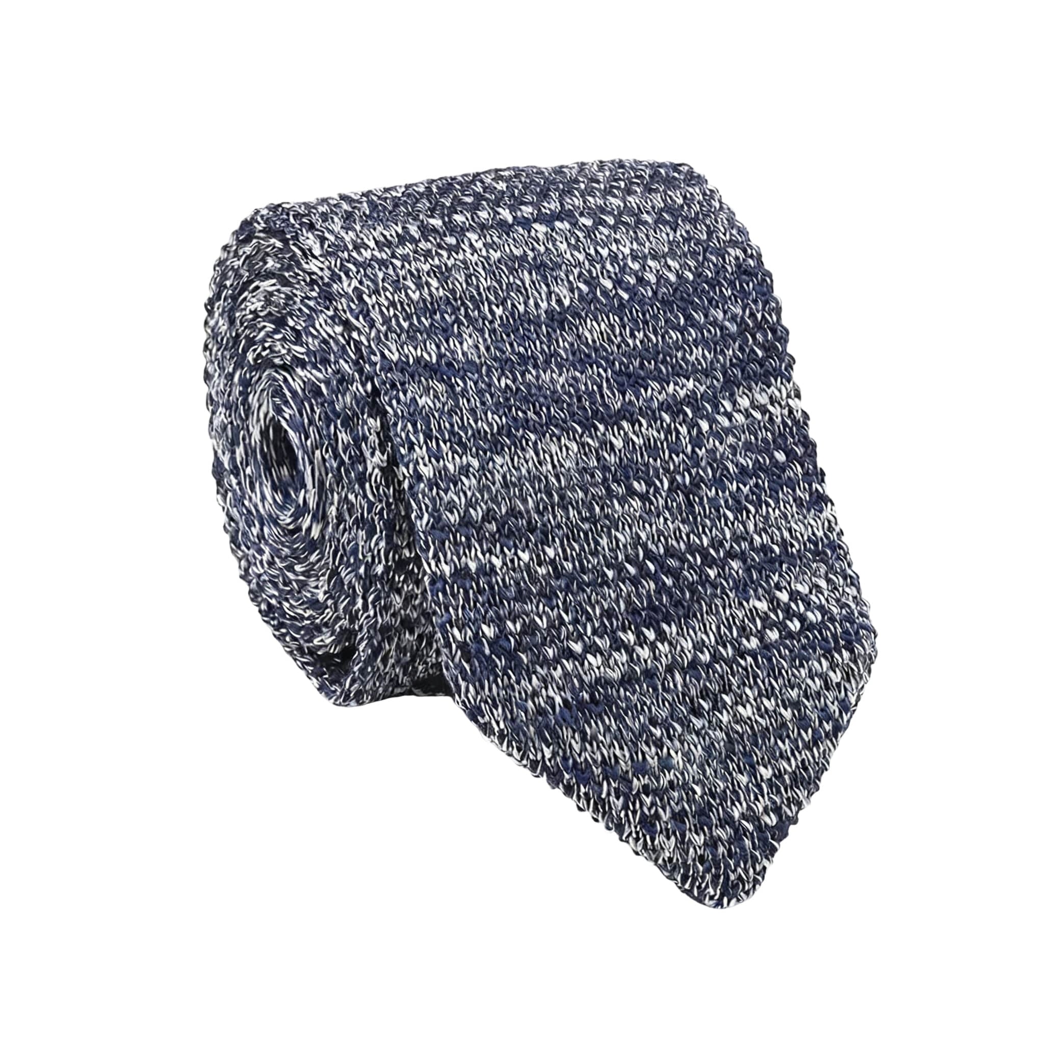 Navy Blue White Knitted Necktie