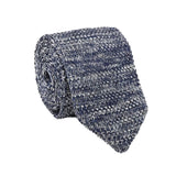 Navy Blue White Knitted Necktie