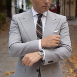 Dark Brown with Orange Blue White Stripes Necktie