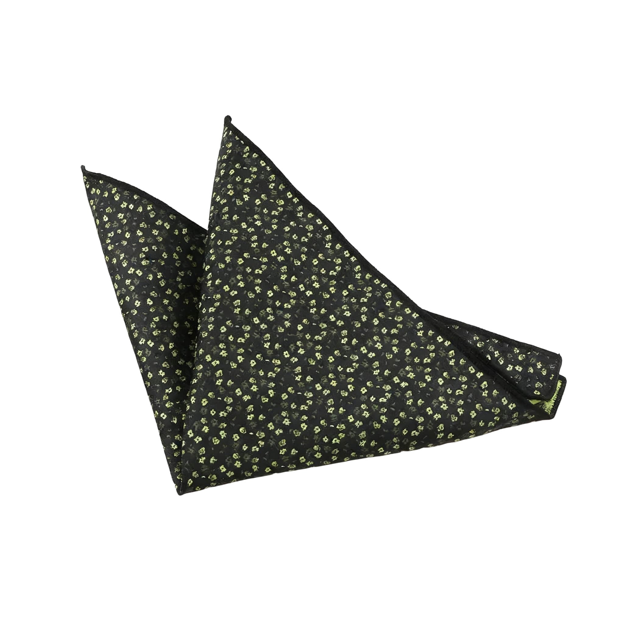 Black Green Floral Pocket Square