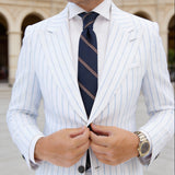 Dark Blue with Brown & White Stripes Necktie