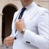 Dark Blue with Brown & White Stripes Necktie