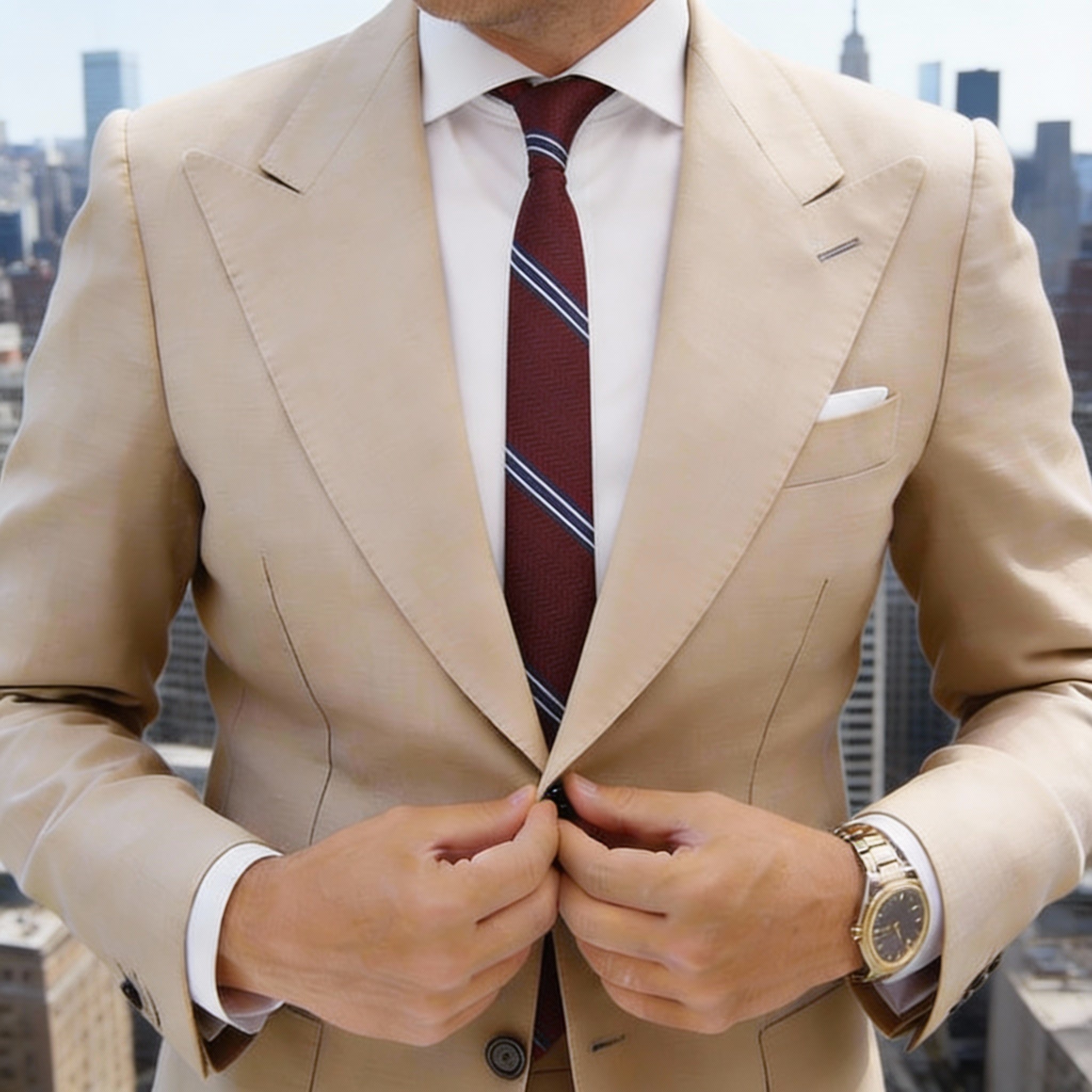 Burgundy With Blue Stripes Necktie