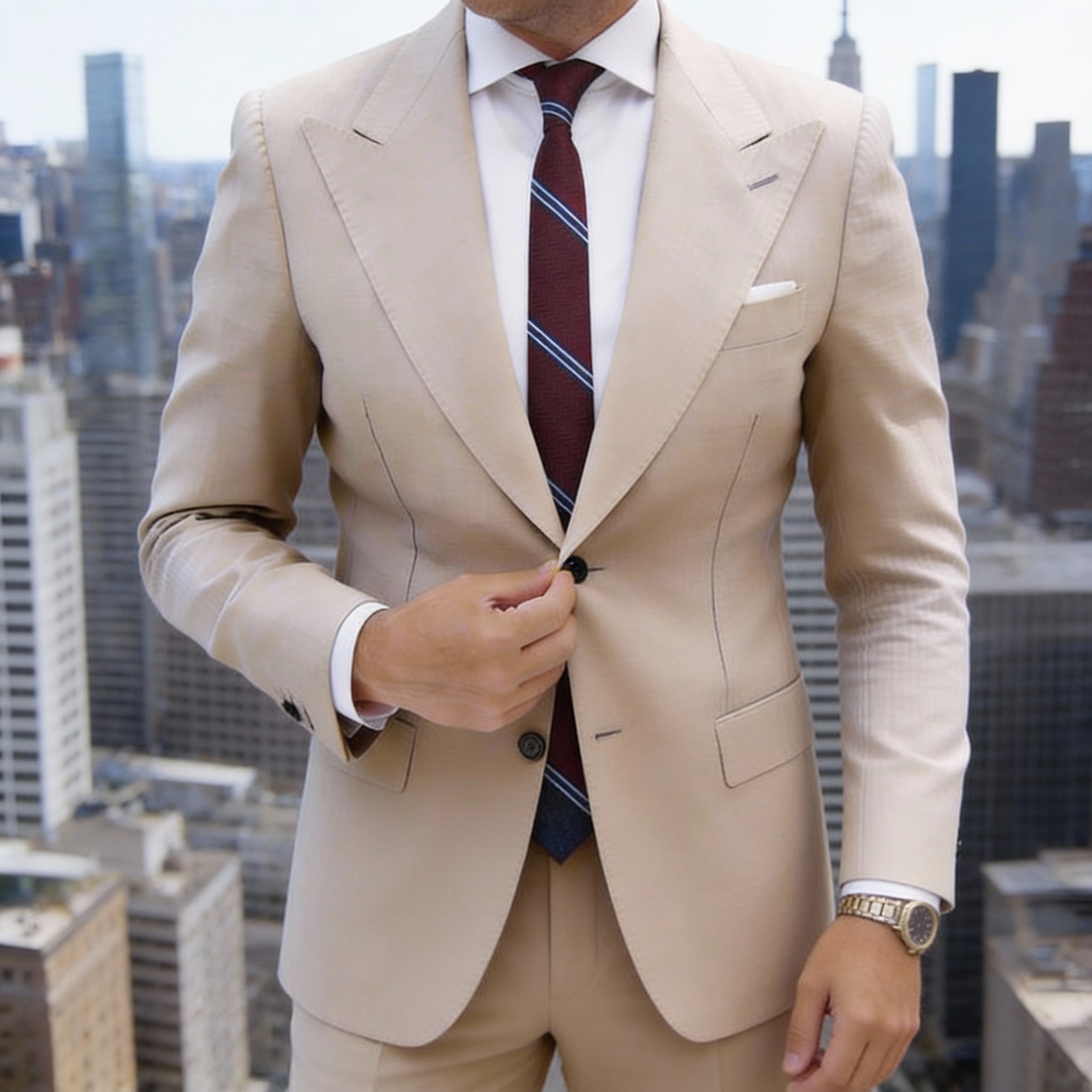 Burgundy With Blue Stripes Necktie