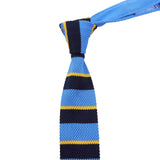Blue Yellow Navy Striped Knitted Tie