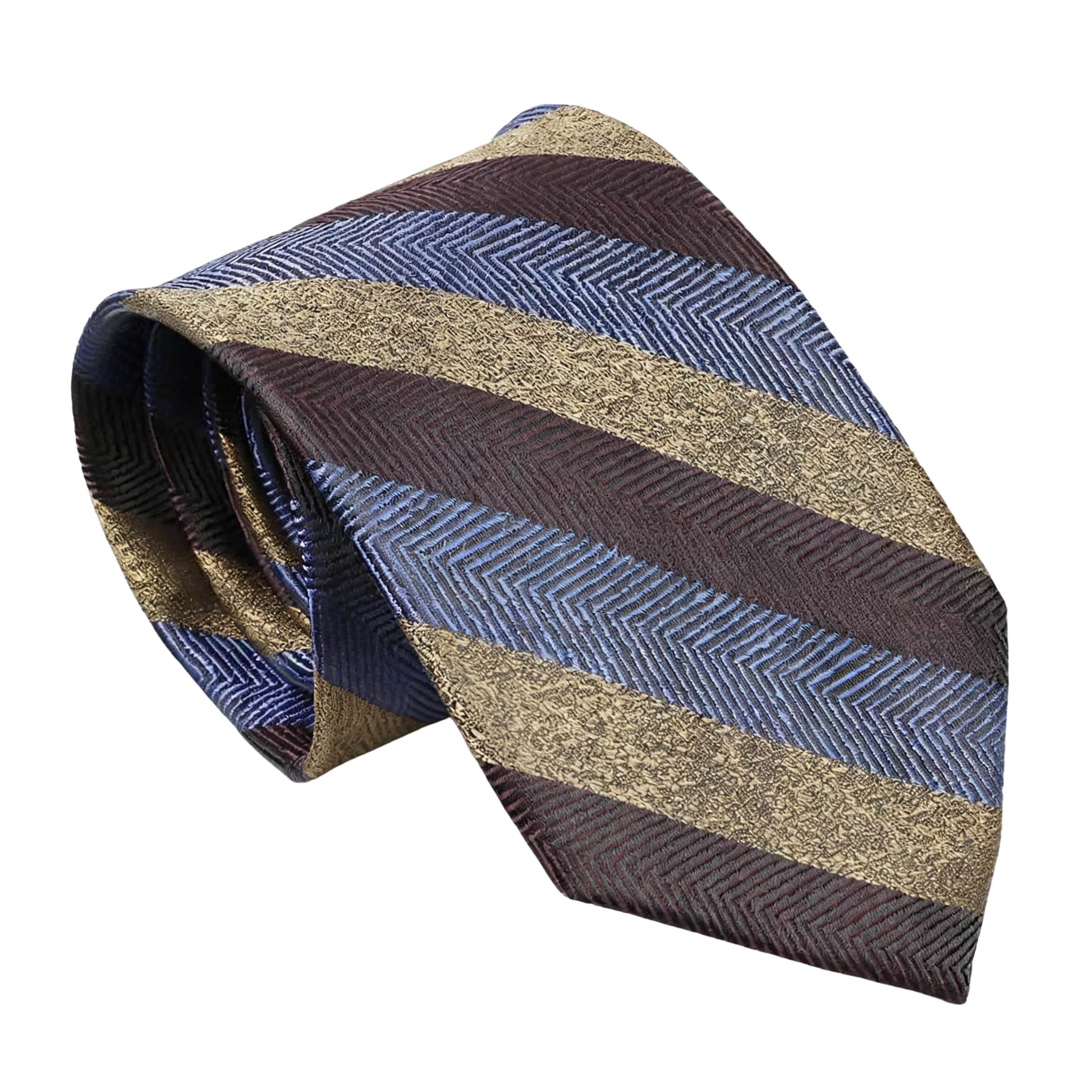 Teal Brown Striped Necktie