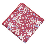 Red White Floral Pocket Square