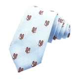 Light Blue Brown Owl Necktie