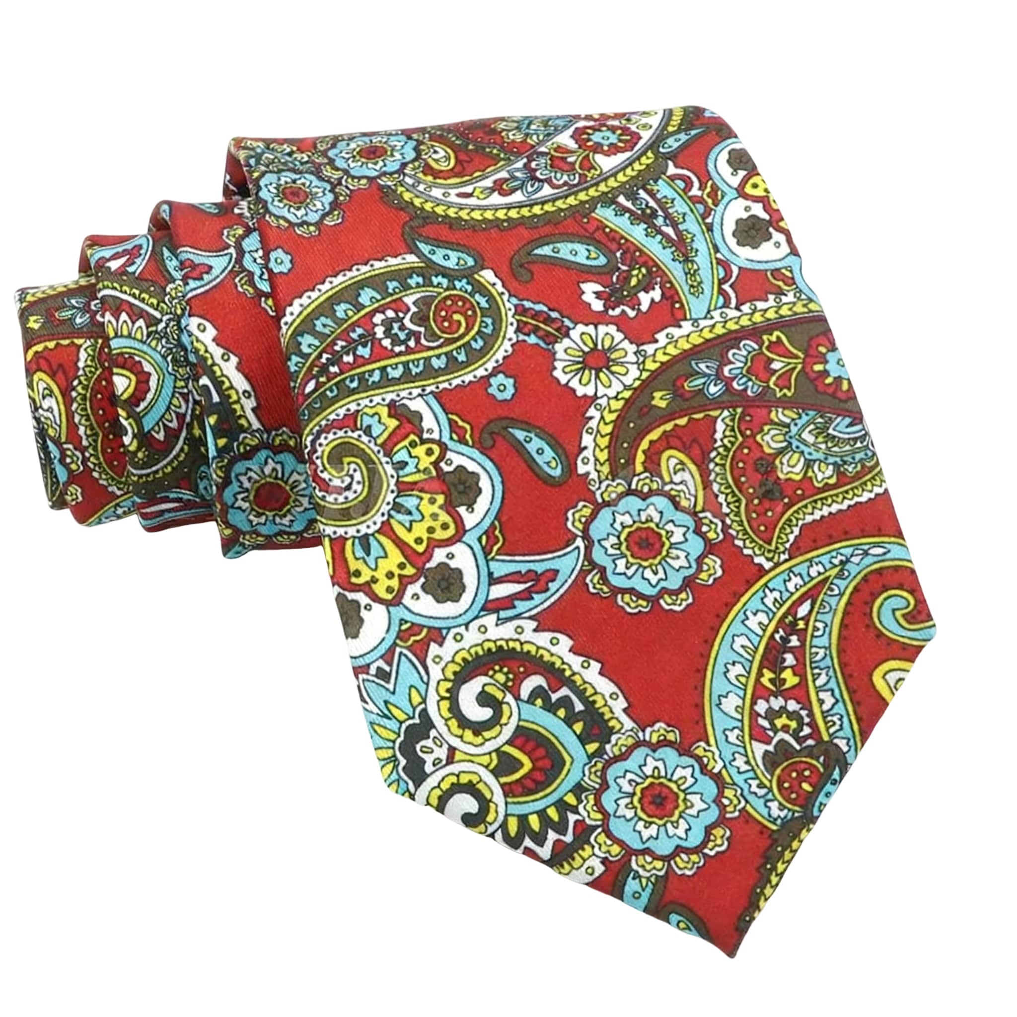 Red Yellow Paisley Necktie