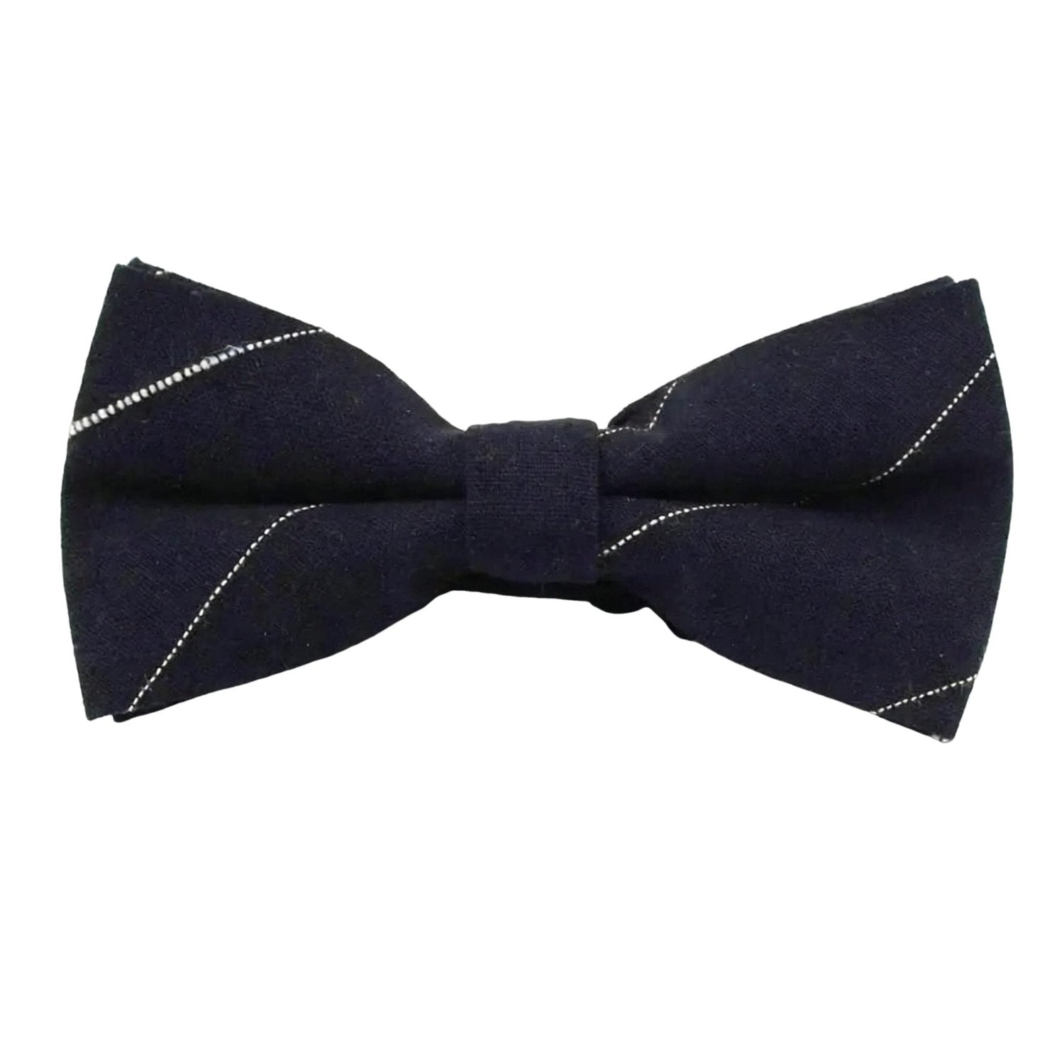 Navy Blue With White Dotted Line Bowtie