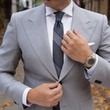 Gray With Blue Diagonal Stripes Necktie