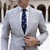 Dark Blue Necktie With White Squares