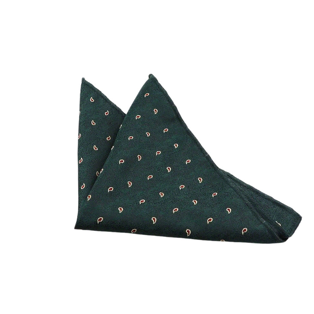Green Red Paisley Pocket Square