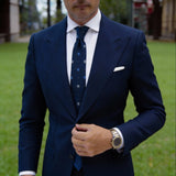 Dark Blue With Light Blue & White Circular Necktie