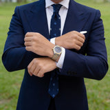 Dark Blue With Light Blue & White Circular Necktie