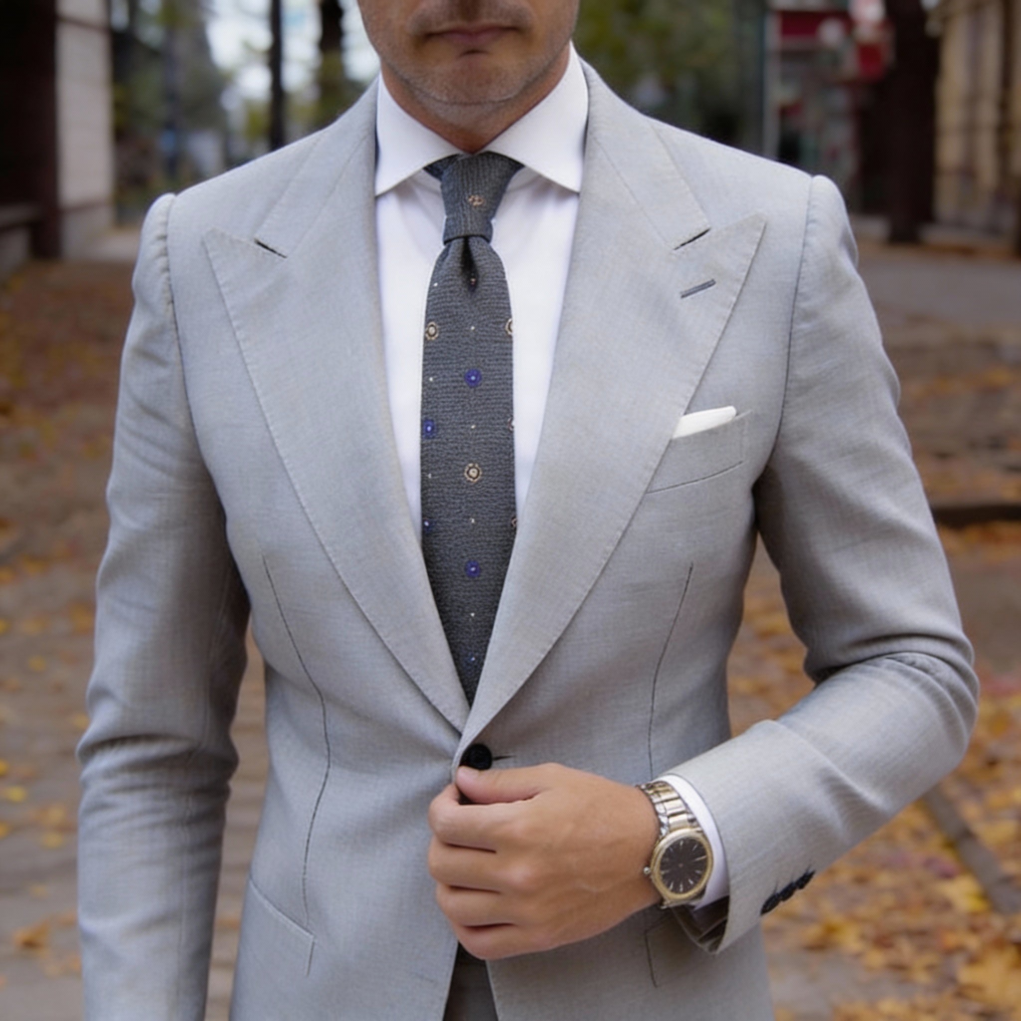 Dark Gray With Blue Dot Necktie