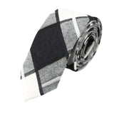 Black White Plaid Cotton Tie