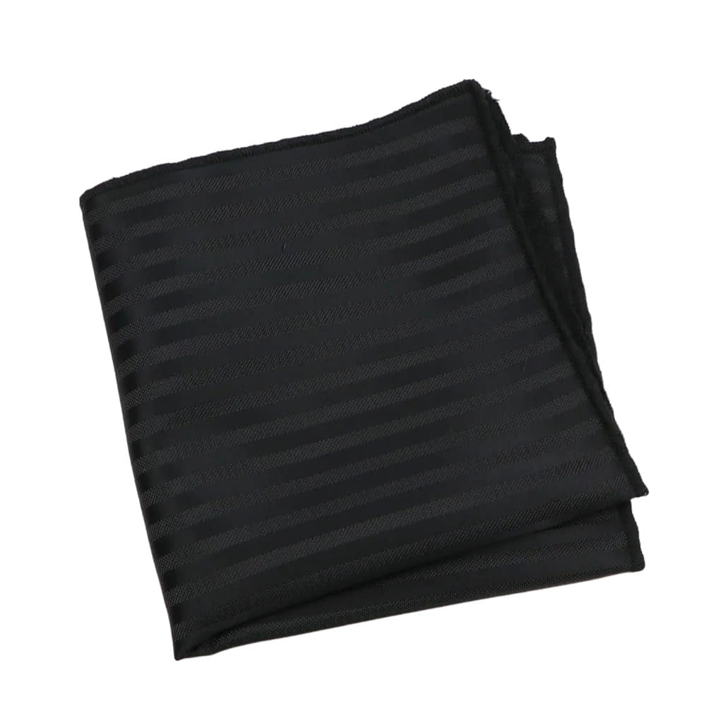 Black Black Striped Pocket Square