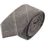 Gray White Checked Necktie